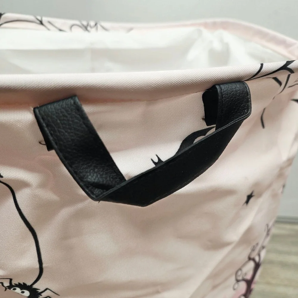 Pink Halloween Spooky Ghost Black Cat Laundry Hamper Storage Bin Pinkoween 18in